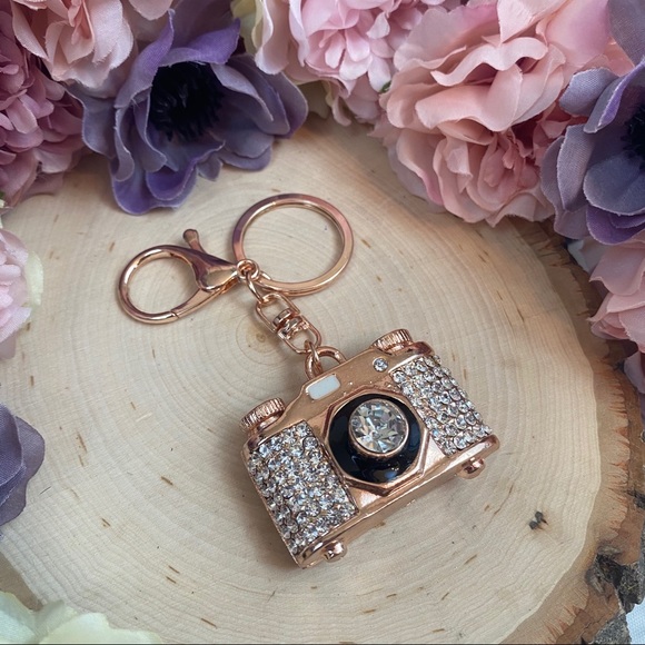 Crystal and Gold Camera Keychain Charm - Picture 6 of 12